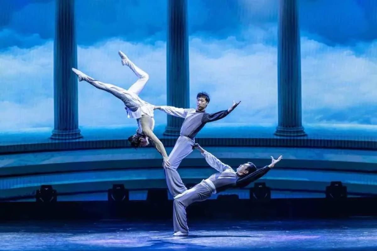 Acrobatic trio adagio on stage at the Grand Shanghai Theatre in Branson