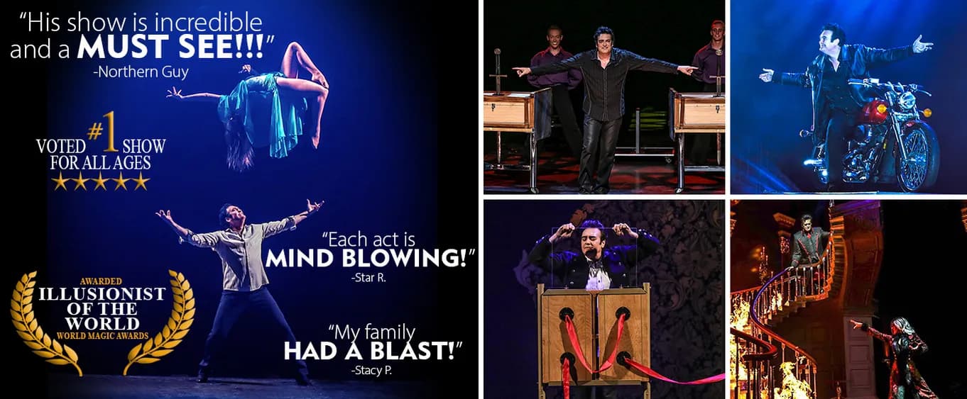 Rick Thomas performing grand illusion magic show in Branson Missouri